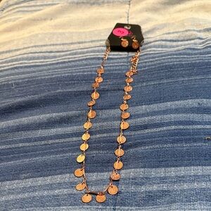 Paparazzi Shimmering Rose Gold Disc Necklace Set